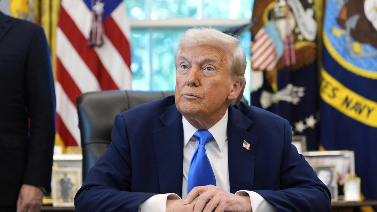 Trump makes the claim in front of the Supreme Court Justices that tariffs will take the place of income tax.