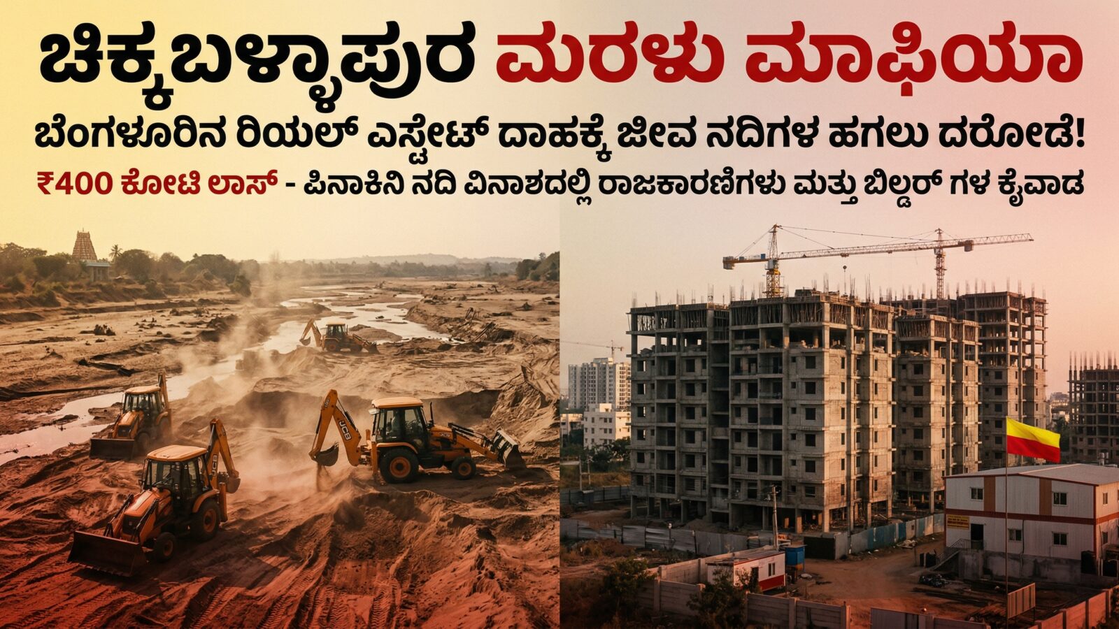 ಚಿಕ್ಕಬಳ್ಳಾಪುರದ ಒಣಗಿದ ನದಿ ತಳ, ಅಕ್ರಮ ಮರಳು ಗಣಿಗಾರಿಕೆಯಿಂದ ನಾಶವಾದ ಪರಿಸರ, ಕರ್ನಾಟಕ ಮರಳು ಮಾಫಿಯಾ ಹಾನಿ