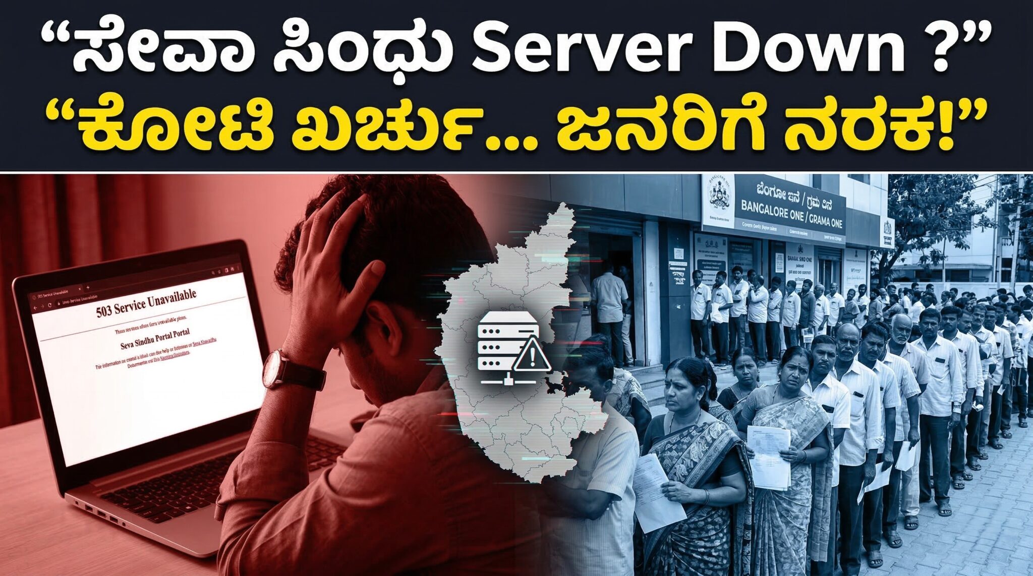 🚨 ಸಿಲಿಕಾನ್ ಸಿಟಿಯ ಬ್ರೇಕಿಂಗ್ ಸರ್ವರ್ಗಳು: ಕೋಟಿ ಕೋಟಿ ಸುರಿದರೂ 'ಸೇವಾ ಸಿಂಧು' ಮತ್ತು ಗ್ಯಾರಂಟಿ ವೆಬ್ಸೈಟ್ಗಳು ಪದೇ ಪದೇ ಕ್ರಾಶ್ ಆಗೋದು ಯಾಕೆ? 🚨 1 ಸೇವಾ ಸಿಂಧು portal server crash ಮತ್ತು ಕರ್ನಾಟಕ ಸರ್ಕಾರದ digital governance ವೈಫಲ್ಯ ಕುರಿತು ವಿಶ್ಲೇಷಣೆ