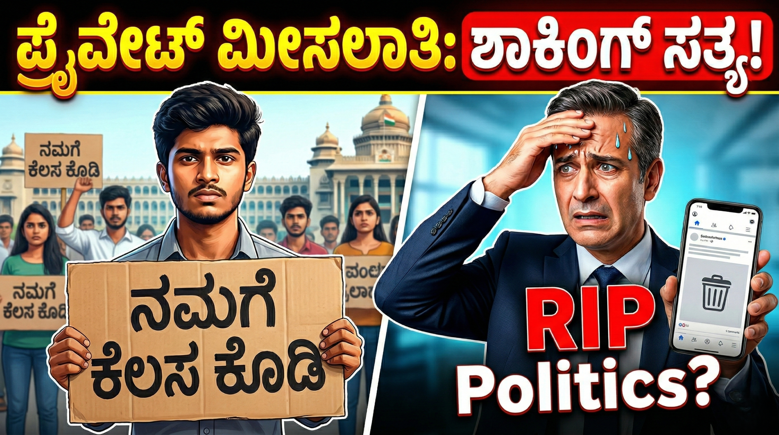 ಕನ್ನಡಿಗರಿಗೆ ಪ್ರೈವೇಟ್ ಜಾಬ್ ಮೀಸಲಾತಿ: ವಾಸ್ತವವೇನು? 1 Karnataka private sector job reservation bill for Kannadigas and the IT lobby controversy.