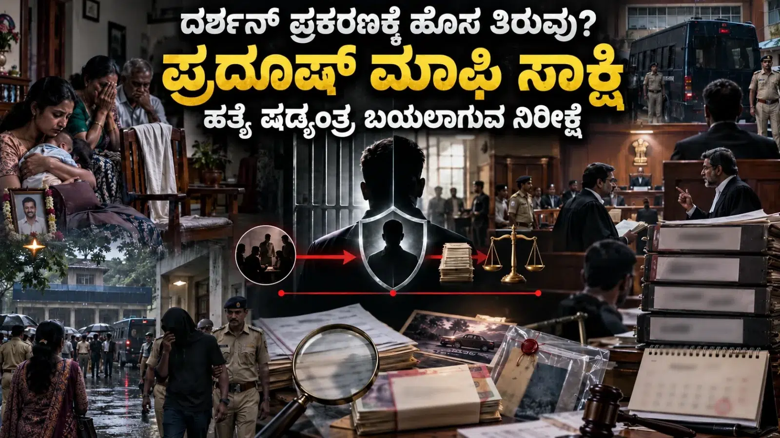ರೇಣುಕಾಸ್ವಾಮಿ ಹತ್ಯೆ ಪ್ರಕರಣದಲ್ಲಿ ಪ್ರದೂಷ್ ಮಾಫಿ ಸಾಕ್ಷಿ ಪ್ರಕ್ರಿಯೆಯನ್ನು ಸೂಚಿಸುವ ನ್ಯಾಯಾಲಯ, ತನಿಖಾ ದಾಖಲೆಗಳು ಮತ್ತು ಸಾಕ್ಷ್ಯ ಸಂರಕ್ಷಣೆಯ ಪ್ರತಿನಿಧಿಕ ದೃಶ್ಯ