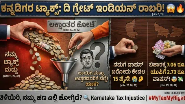 ಕರ್ನಾಟಕದ ತೆರಿಗೆ ಪಾಲು ಮತ್ತು ಕೇಂದ್ರದ ಹಂಚಿಕೆಯ ತುಲನಾತ್ಮಕ ಚಿತ್ರಣ.