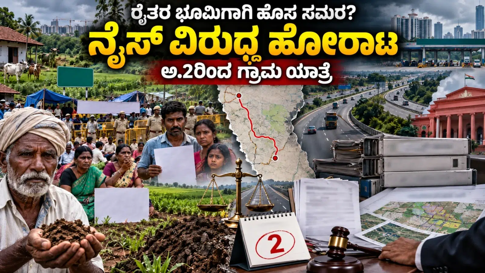 ನೈಸ್ ಮತ್ತು ಬಿಡದಿ ಭೂಸ್ವಾಧೀನ ವಿವಾದದ ನಡುವೆ ರೈತರ ಹೋರಾಟಕ್ಕೆ ಬೆಂಬಲ ಸೂಚಿಸಿರುವ ಎಚ್.ಡಿ. ಕುಮಾರಸ್ವಾಮಿ ಗ್ರಾಮ ಸಂಪರ್ಕ ಯಾತ್ರೆಯ ಸಾಂದರ್ಭಿಕ ಚಿತ್ರ