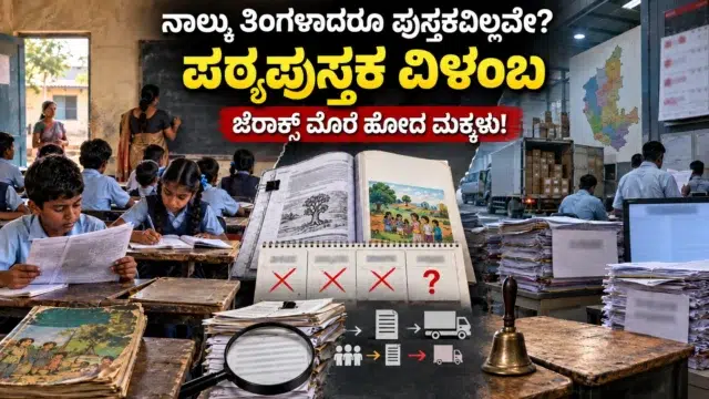 ತುಮಕೂರು ಶಾಲೆಯಲ್ಲಿ ಪಠ್ಯಪುಸ್ತಕ ಕೊರತೆಯಿಂದ ಜೆರಾಕ್ಸ್ ಪ್ರತಿಗಳನ್ನು ಬಳಸುತ್ತಿರುವ ವಿದ್ಯಾರ್ಥಿಗಳು ಮತ್ತು ವಿಳಂಬಗೊಂಡ ಪುಸ್ತಕ ವಿತರಣೆ