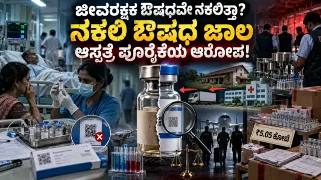 ಬಿಡದಿ ನಕಲಿ ಔಷಧ ಜಾಲ ತನಿಖೆಯನ್ನು ಸೂಚಿಸುವ ಇಂಜೆಕ್ಷನ್ ವಯಲ್‌ಗಳು, ನಕಲಿ ಲೇಬಲ್‌ಗಳು ಮತ್ತು ತನಿಖಾ ದಾಖಲೆಗಳ ದೃಶ್ಯ