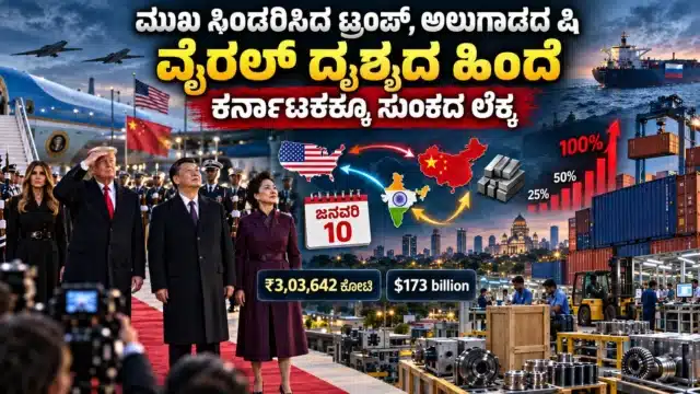 ಟ್ರಂಪ್–ಷಿ ಭೇಟಿಯ ವೈರಲ್ ದೃಶ್ಯ, ಅಮೆರಿಕ–ಚೀನಾ ಸುಂಕ ಮಾತುಕತೆ ಮತ್ತು ಕರ್ನಾಟಕದ ರಫ್ತು ಅಪಾಯವನ್ನು ಪ್ರತಿನಿಧಿಸುವ ದಾಖಲೆ ಶೈಲಿಯ ದೃಶ್ಯ